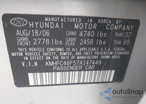 2007 Hyundai Azera Limited/Se from USA, damaged, VIN KMHFC46F57A147449